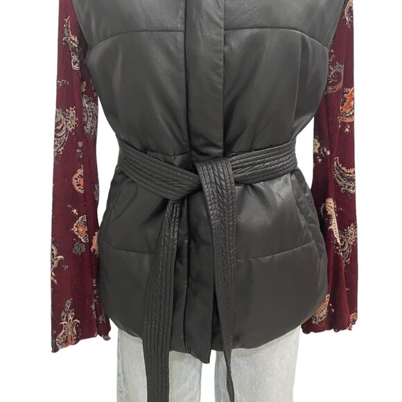 Marc New York Women's Black Puffer Vest Belted Sleeveless S Winter Urban Chic - Picture 6 of 10